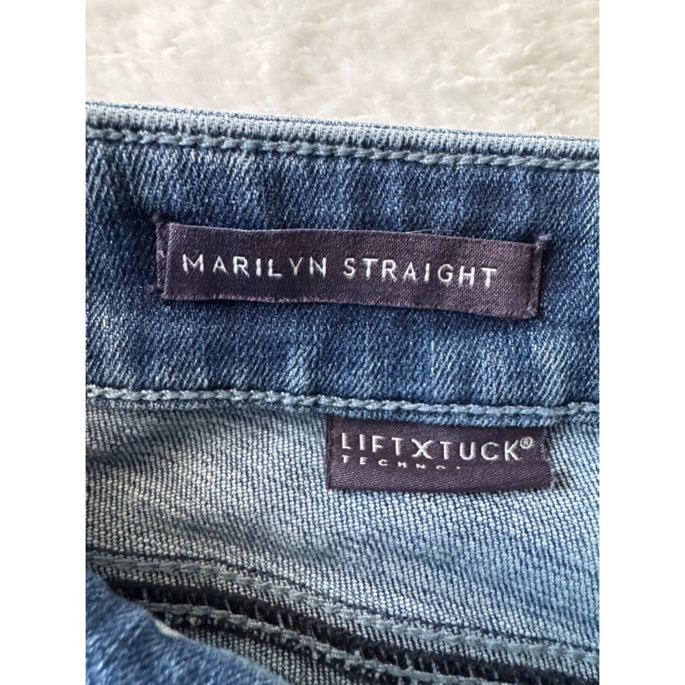 NYDJ Jeans Marilyn Straight Clean Horizon SZ 6 Ankle Raw Hem Multi Color Pockets - Picture 8 of 16